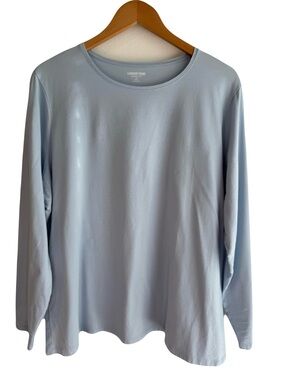 Lands' End Light Blue Long Sleeve Tee - Crewneck 2X